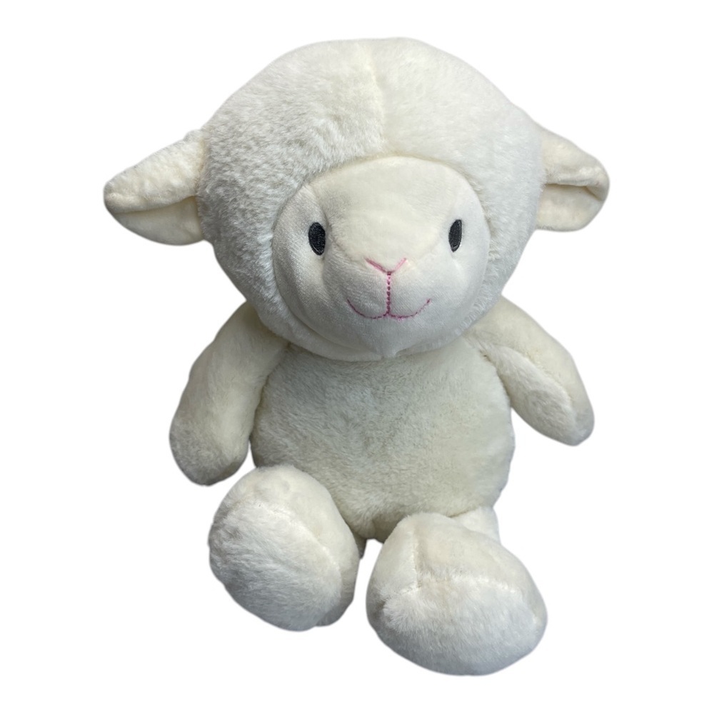 Kellytoy White Cream Baby Lamb Sheep Rattle Stuffed Animal Plush Baby Toy